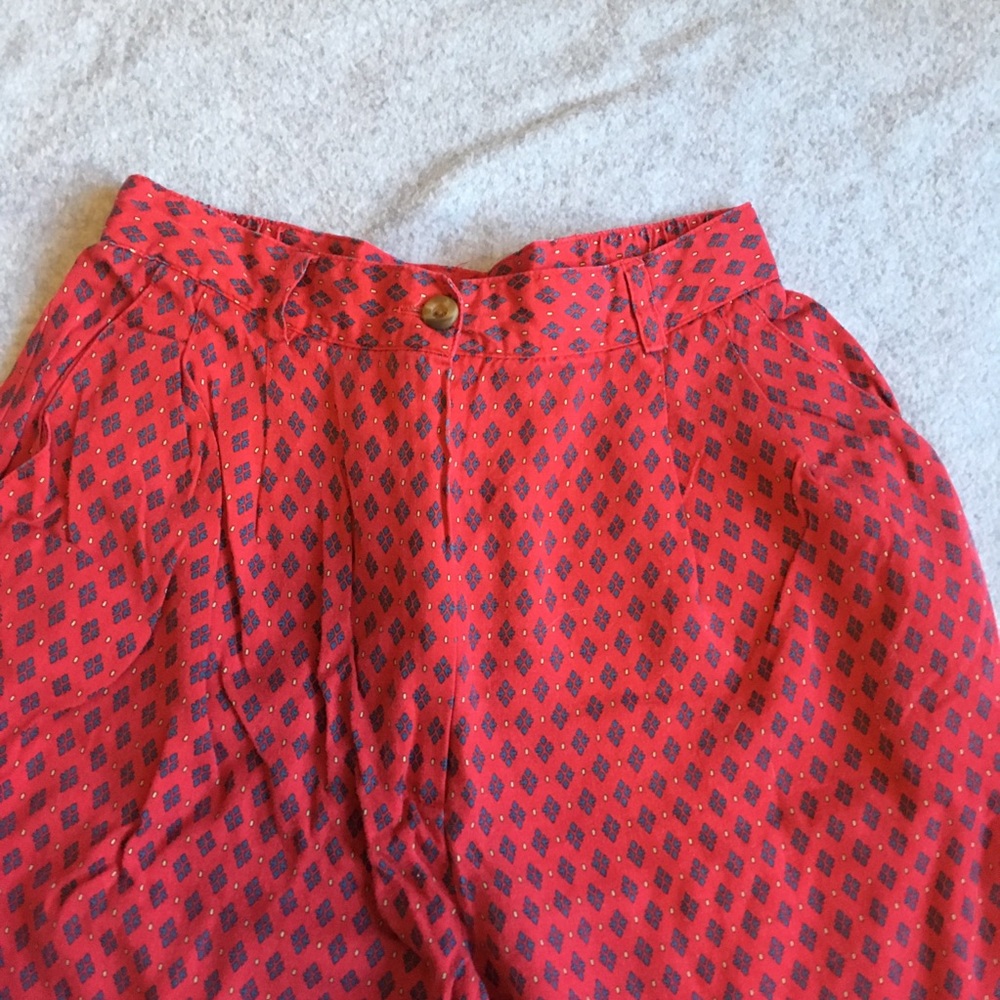 Talbots Vintage Red & Blue Pattern High Waisted